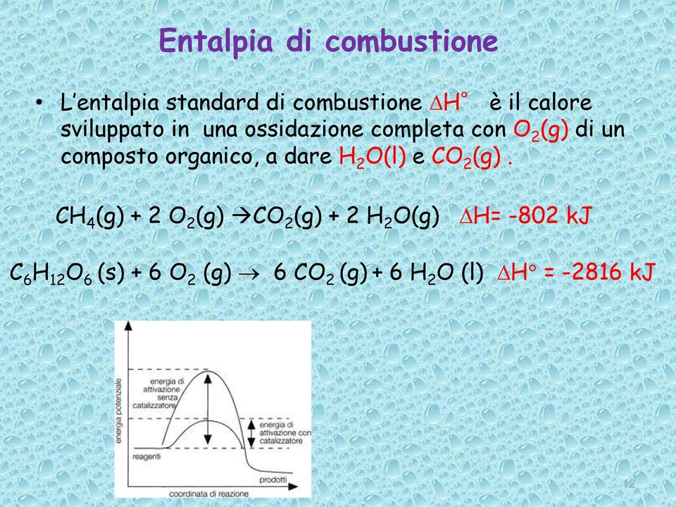 organico, a dare H 2 O(l) e CO 2 (g).