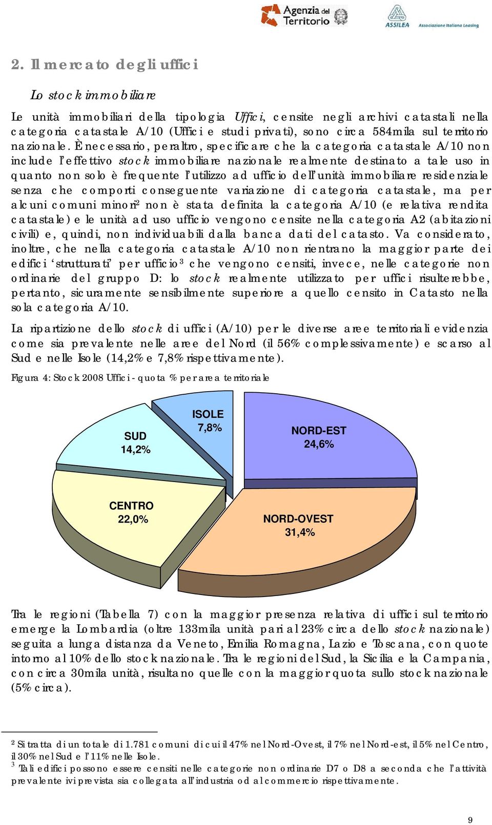 È necessario, peraltro, specificare che la categoria catastale A/10 non include l effettivo stock immobiliare nazionale realmente destinato a tale uso in quanto non solo è frequente l utilizzo ad