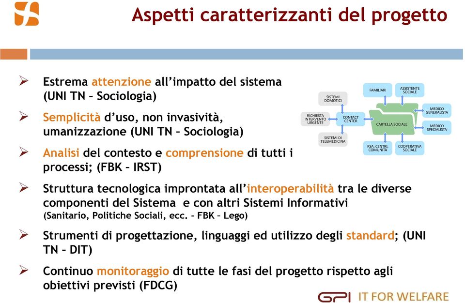 interoperabilità tra le diverse componenti del Sistema e con altri Sistemi Informativi (Sanitario, Politiche Sociali, ecc.