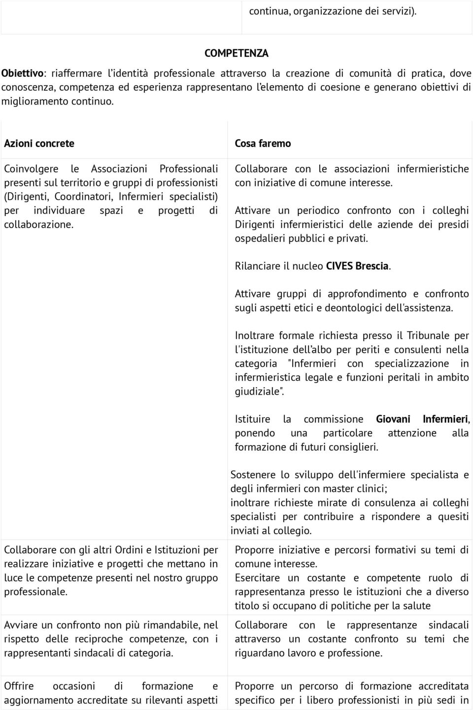 obiettivi di miglioramento continuo.