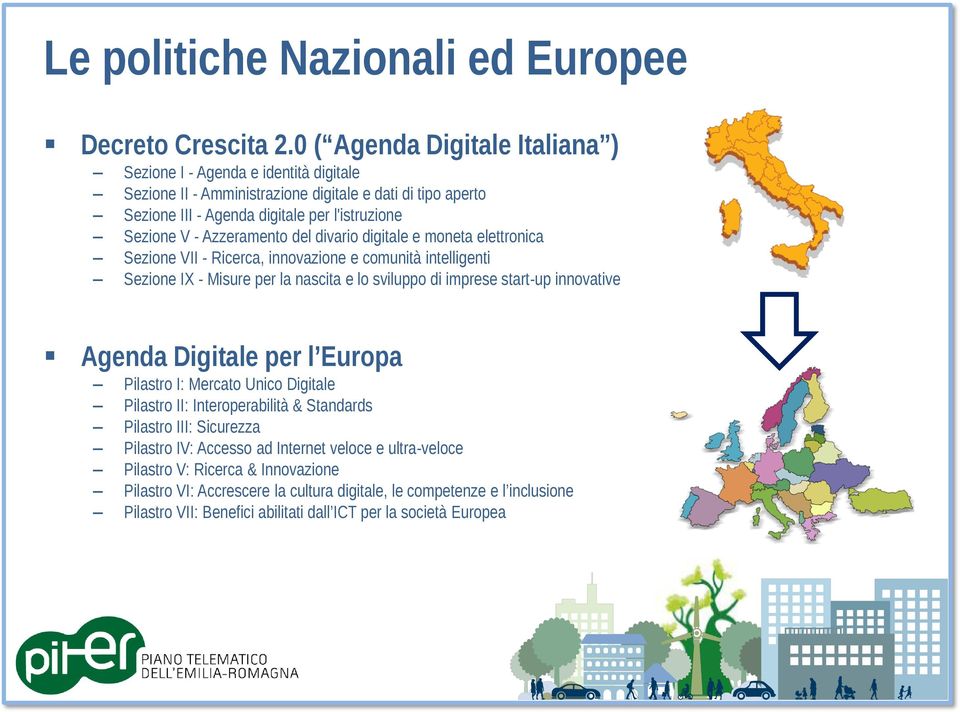 Azzeramento del divario digitale e moneta elettronica Sezione VII - Ricerca, innovazione e comunità intelligenti Sezione IX - Misure per la nascita e lo sviluppo di imprese start-up innovative