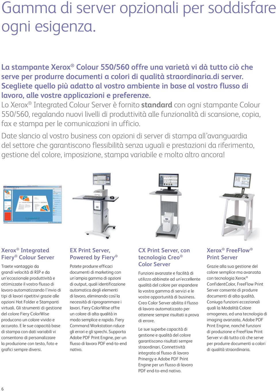 Lo Xerox Integrated Colour Server è fornito standard con ogni stampante Colour 550/560, regalando nuovi livelli di produttività alle funzionalità di scansione, copia, fax e stampa per le