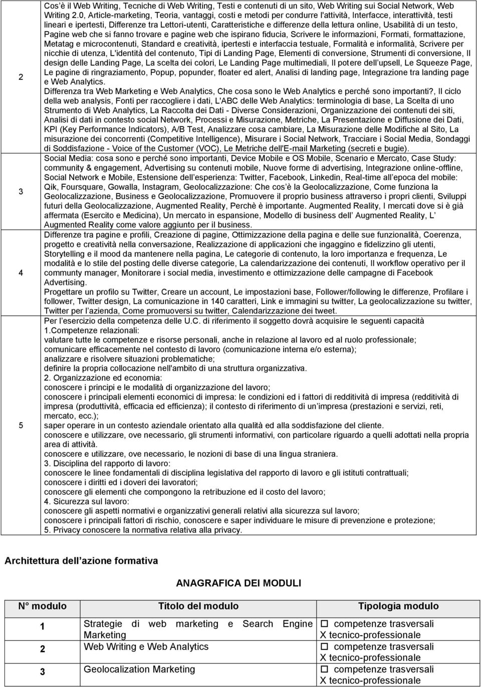 lettura online, Usabilità di un testo, Pagine web che si fanno trovare e pagine web che ispirano fiducia, Scrivere le informazioni, Formati, formattazione, Metatag e microcontenuti, Standard e