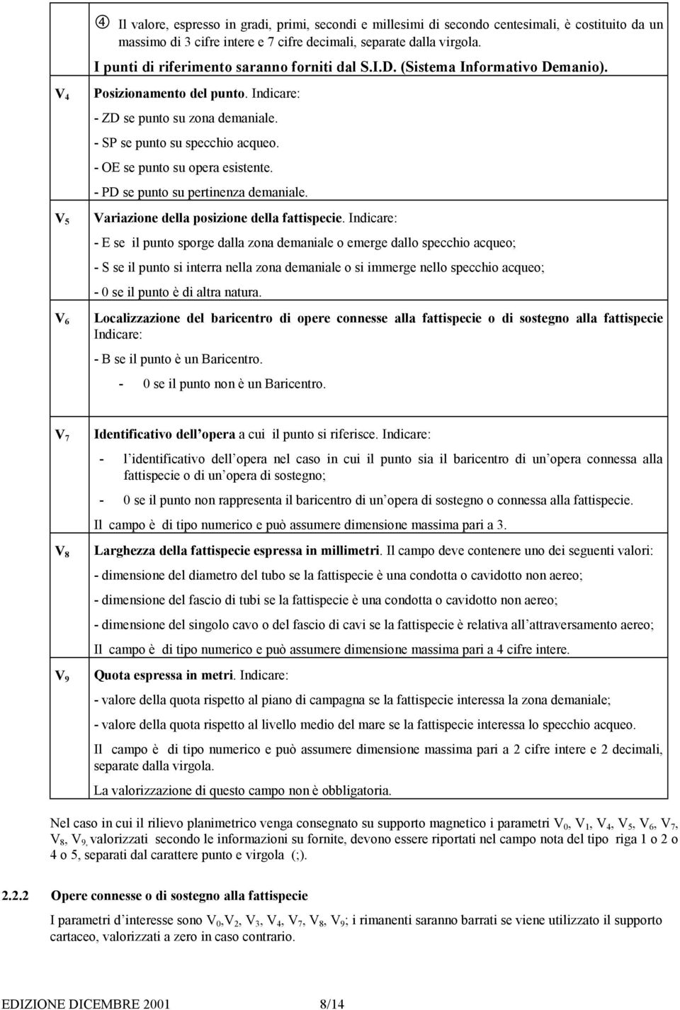 - OE se punto su opera esistente. - PD se punto su pertinenza demaniale. Variazione della posizione della fattispecie.