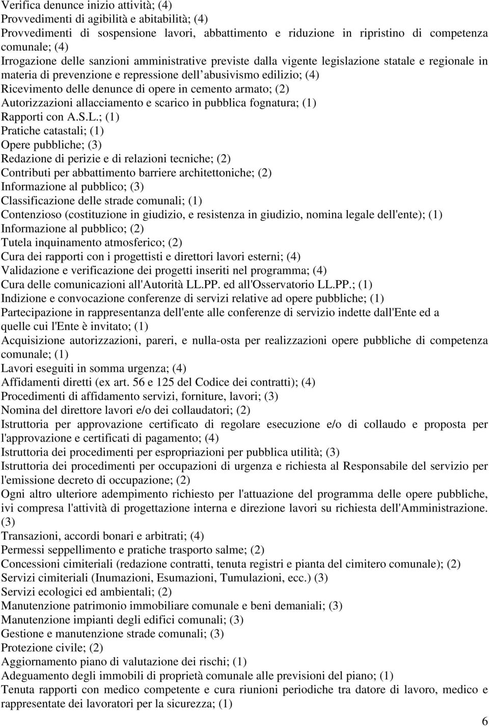 cemento armato; (2) Autorizzazioni allacciamento e scarico in pubblica fognatura; (1) Rapporti con A.S.L.