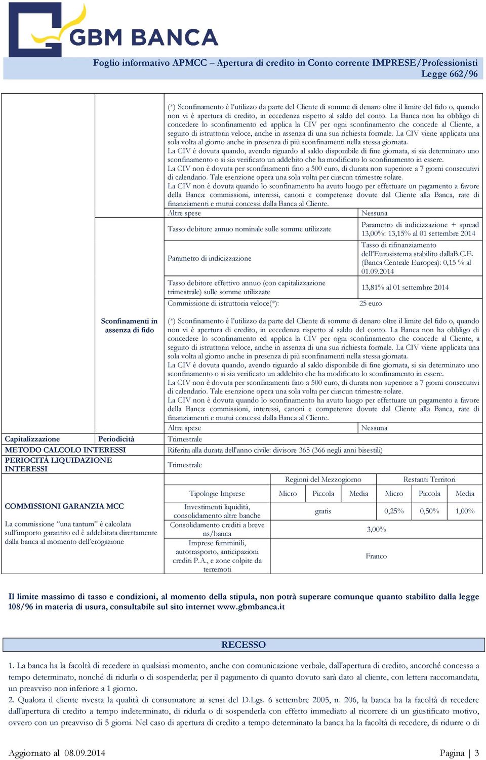 La Banca non ha obbligo di concedere lo sconfinamento ed applica la CIV per ogni sconfinamento che concede al Cliente, a seguito di istruttoria veloce, anche in assenza di una sua richiesta formale.