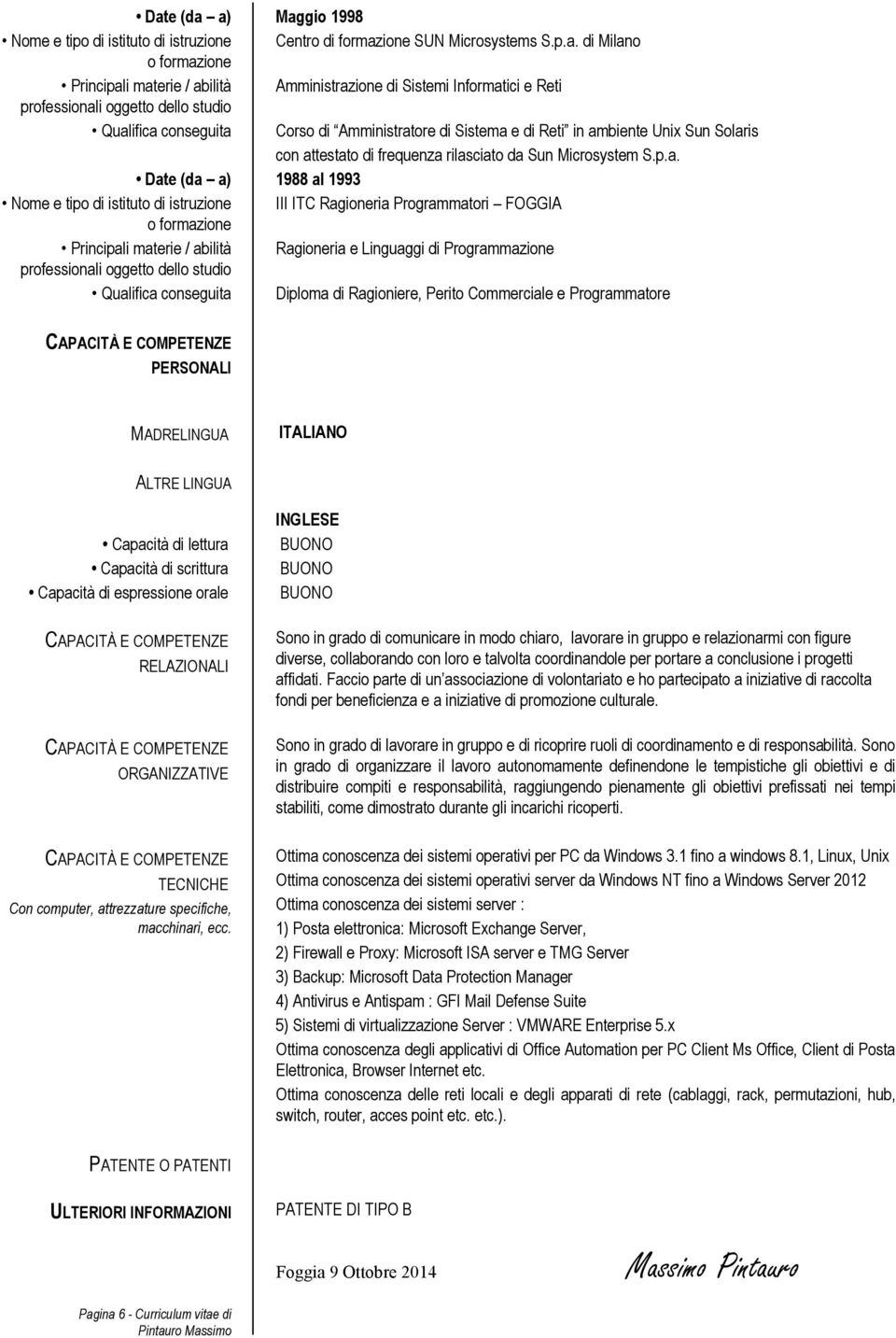 istituto di istruzione III ITC Ragioneria Programmatori FOGGIA Principali materie / abilità Ragioneria e Linguaggi di Programmazione Qualifica conseguita Diploma di Ragioniere, Perito Commerciale e