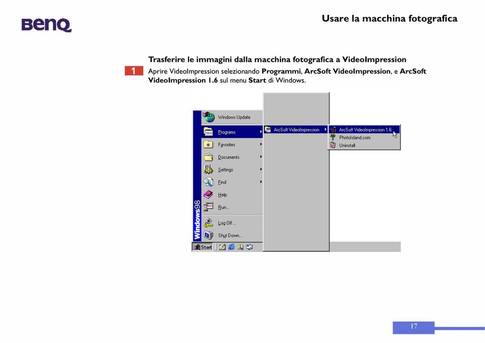 selezionando Programmi, ArcSoft VideoImpression,