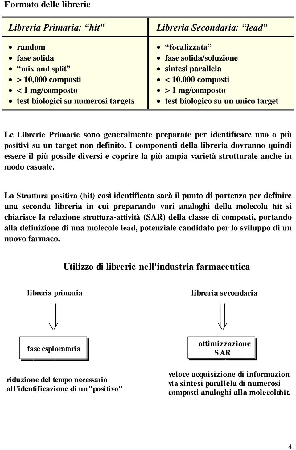 target non definito. I componenti della libreria dovranno quindi essere il più possile diversi e coprire la più ampia varietà strutturale anche in modo casuale.