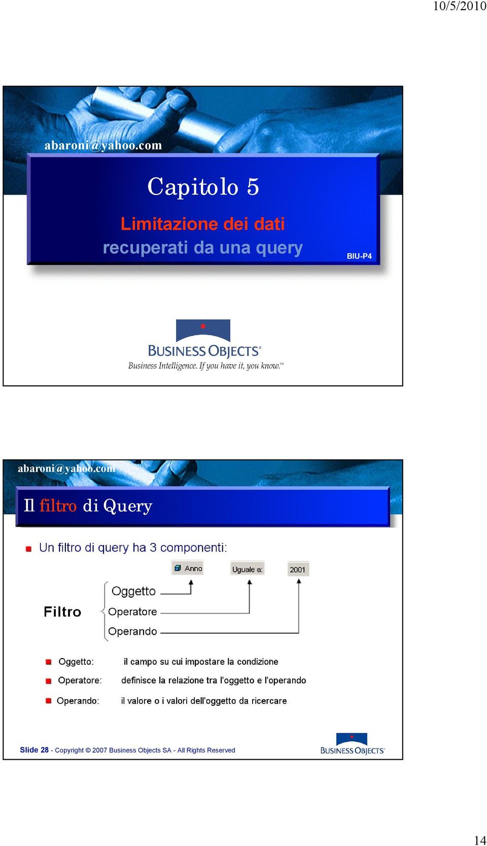filtro di Query Slide 28 - Copyright