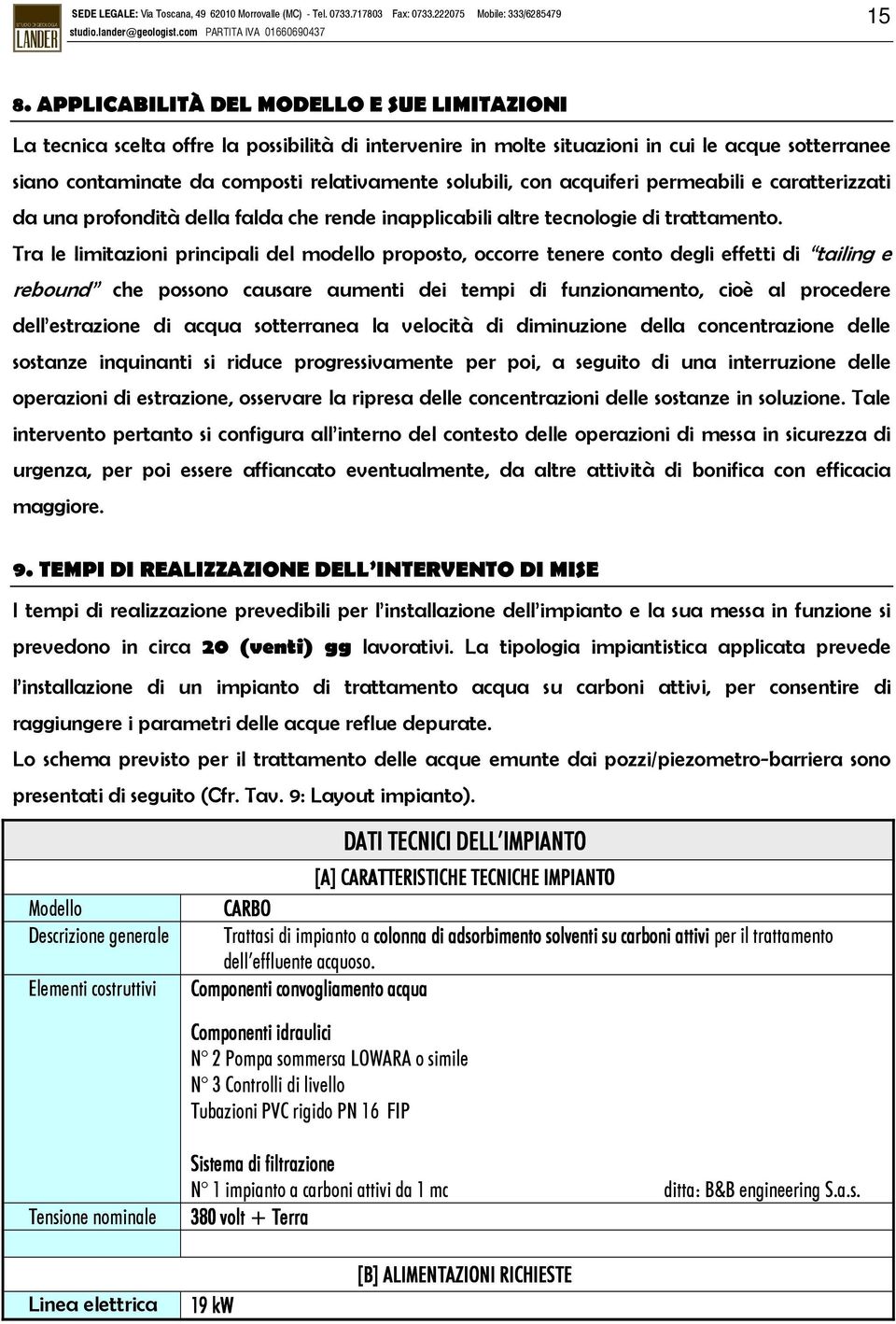 Tra le limitazioni principali del modello proposto, occorre tenere conto degli effetti di tailing e rebound che possono causare aumenti dei tempi di funzionamento, cioè al procedere dell estrazione