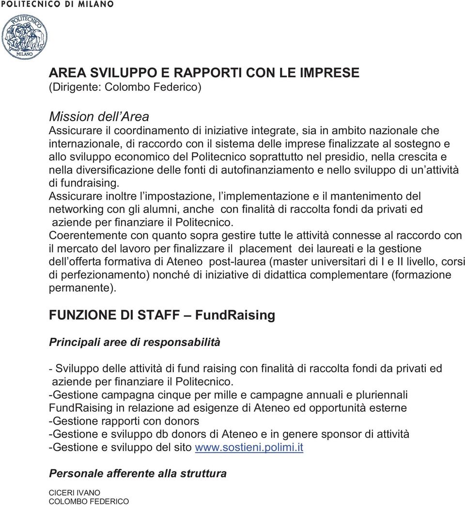 nello sviluppo di un attività di fundraising.