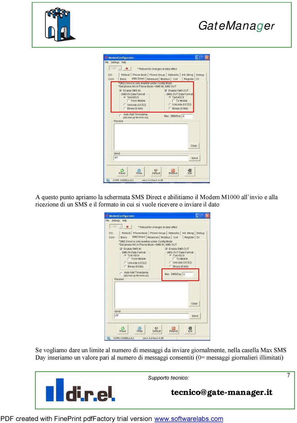 vogliamo dare un limite al numero di messaggi da inviare giornalmente, nella casella Max