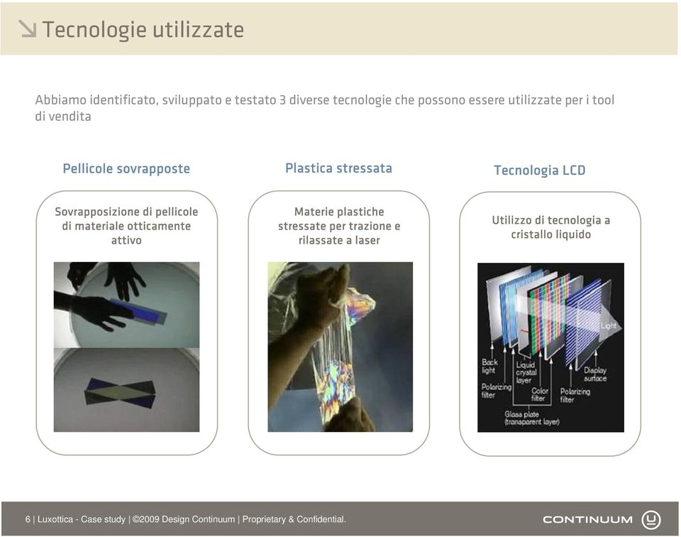 pellicole di materiale otticamente attivo Materie plastiche stressate per trazione e rilassate a laser