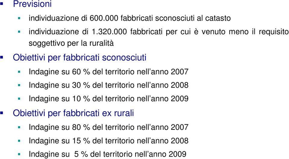 del territorio nell anno 2007 Indagine su 30 % del territorio nell anno 2008 Indagine su 10 % del territorio nell anno 2009