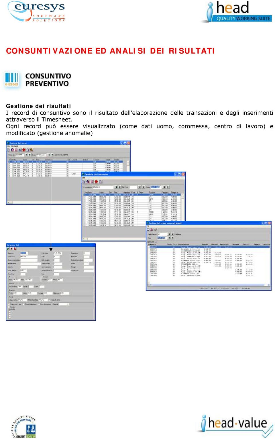 degli inserimenti attraverso il Timesheet.