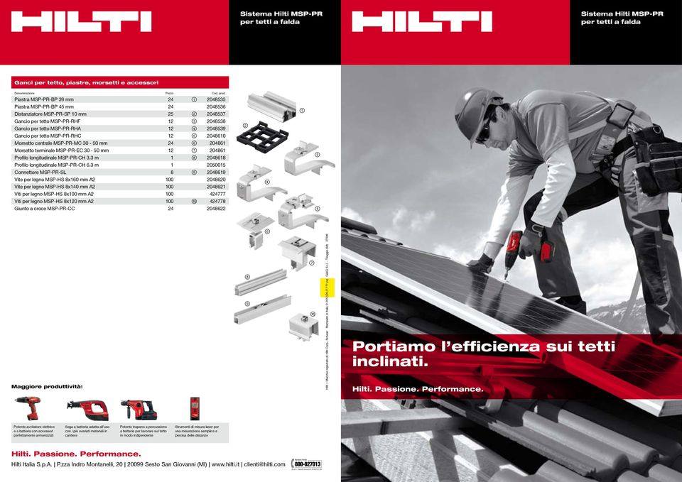 tetto MSP-PR-RHC 12 2048610 Morsetto centrale MSP-PR-MC 30-50 mm 24 204861 Morsetto terminale MSP-PR-EC 30-50 mm 12 204861 Profilo longitudinale MSP-PR-CH 3.
