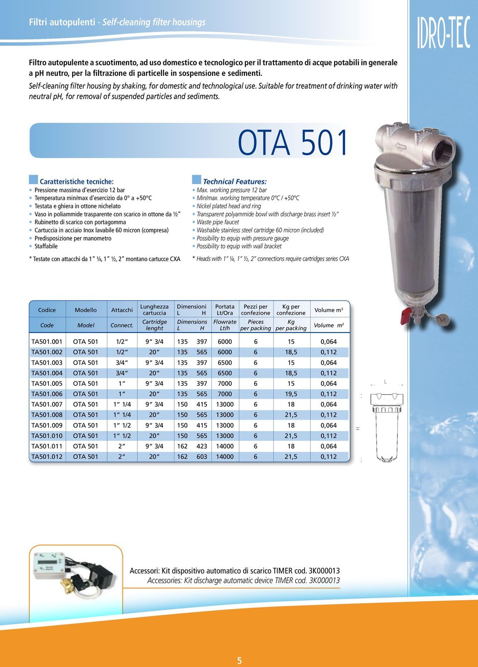 Suitable for treatment of drinking water with neutral ph, for removal of suspended particles and sediments.