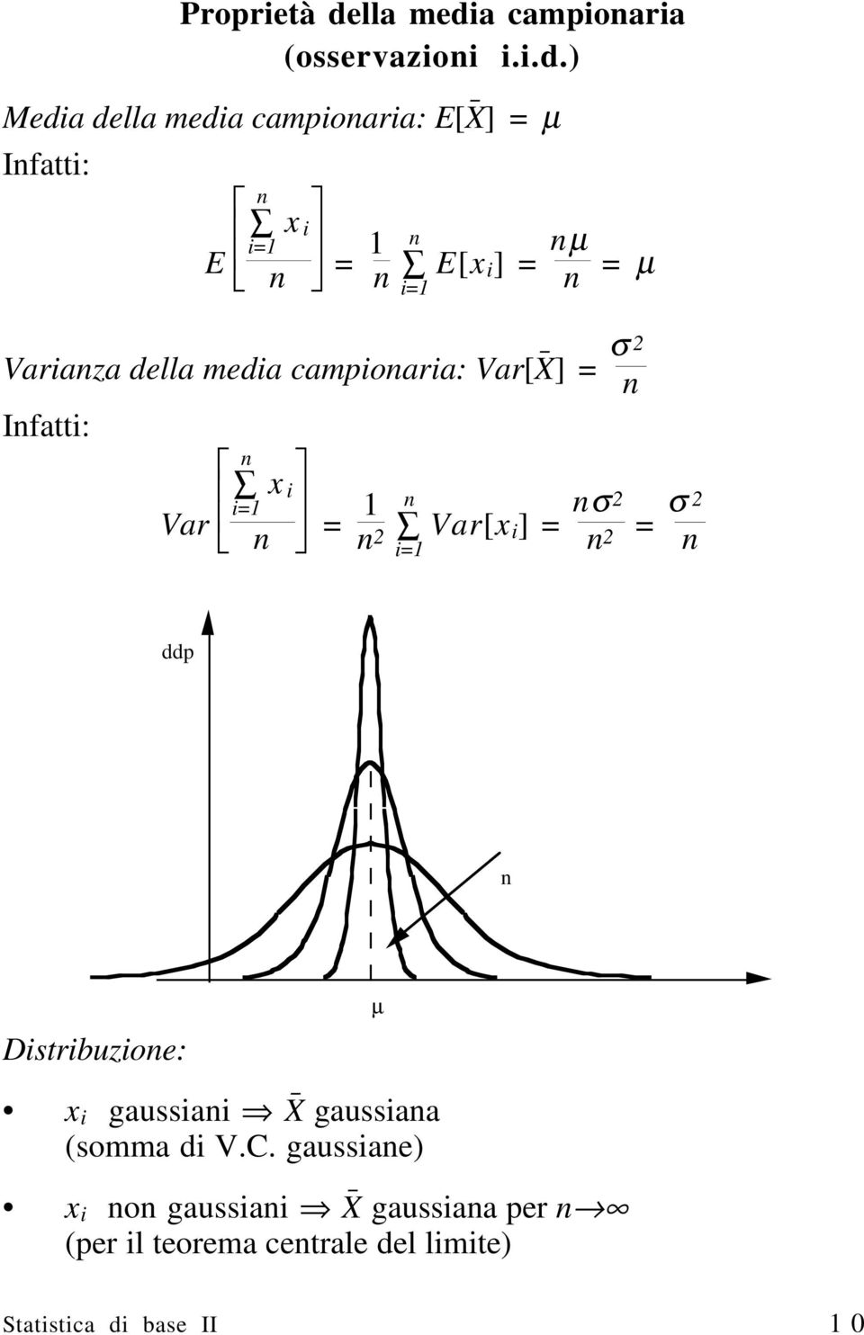 a campionaria (osservazioni i.i.d.