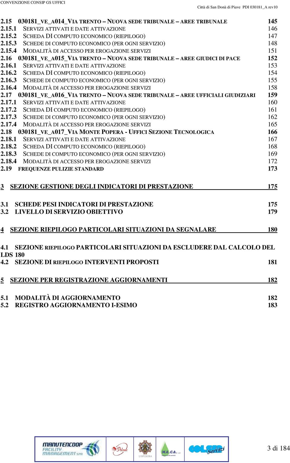 16.2 SCHEDA DI COMPUTO ECONOMICO (RIEPILOGO) 154 2.16.3 SCHEDE DI COMPUTO ECONOMICO (PER OGNI SERVIZIO) 155 2.16.4 MODALITÀ DI ACCESSO PER EROGAZIONE SERVIZI 158 2.