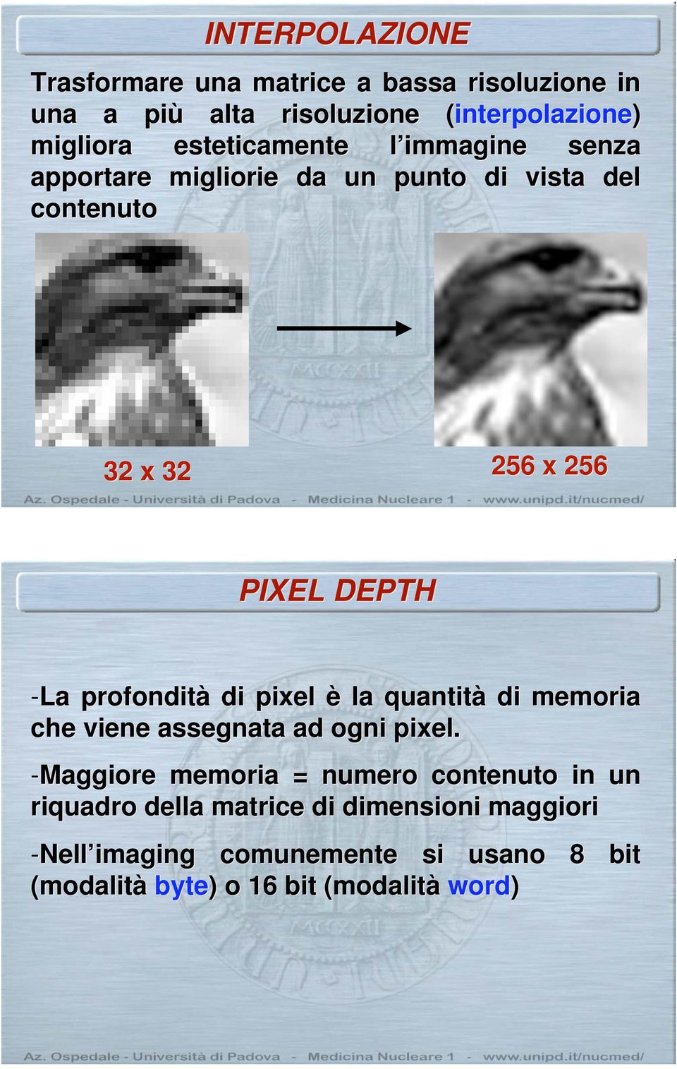 -La profondità di pixel è la quantità di memoria che viene assegnata ad ogni pixel.