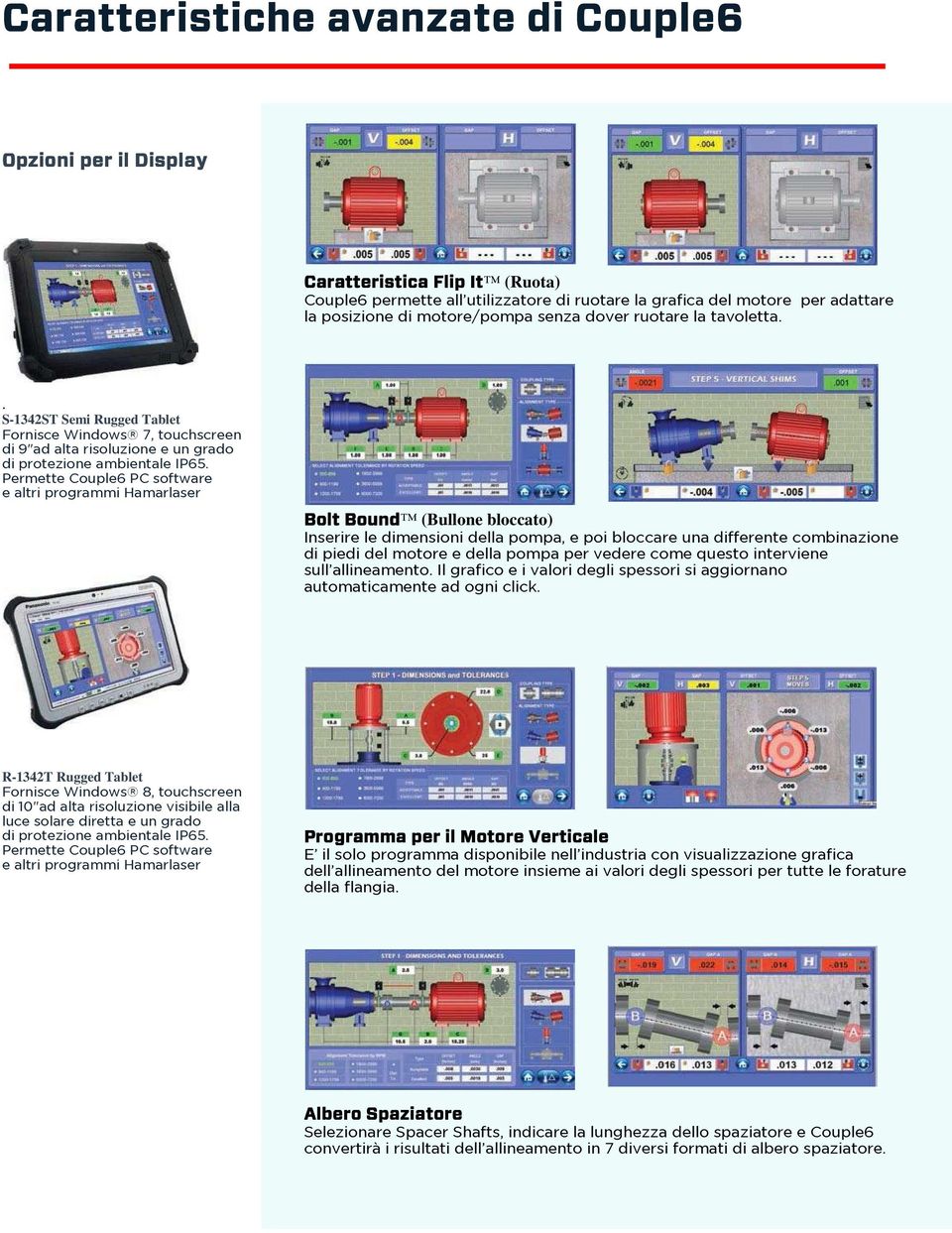 Permette Couple6 PC software e altri programmi Hamarlaser Bolt Bound (Bullone bloccato) Inserire le dimensioni della pompa, e poi bloccare una differente combinazione di piedi del motore e della