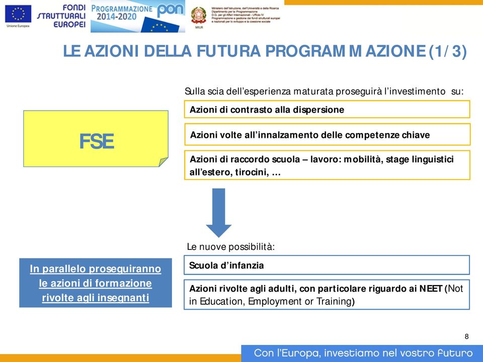 mobilità, stage linguistici all estero, tirocini, In parallelo proseguiranno le azioni di formazione rivolte agli insegnanti Le