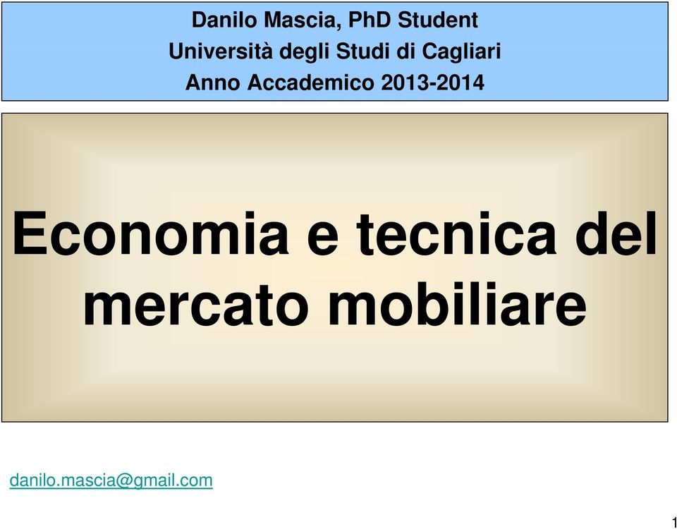 Accademico 2013-2014 Economia e tecnica