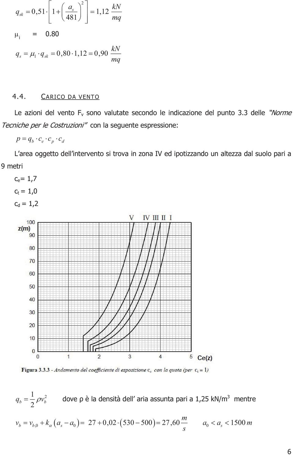 trova in zona IV ed ipotizzando un altezza dal suolo pari a c e = 1,7 c t = 1,0 c d = 1, q b 1 vb dove è la densità dell