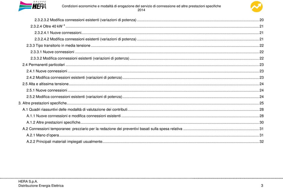 .. 24 2.5.1 Nuove connessioni... 24 2.5.2 Modifica connessioni esistenti (variazioni di potenza)... 24 3. Altre prestazioni specifiche... 25 A.