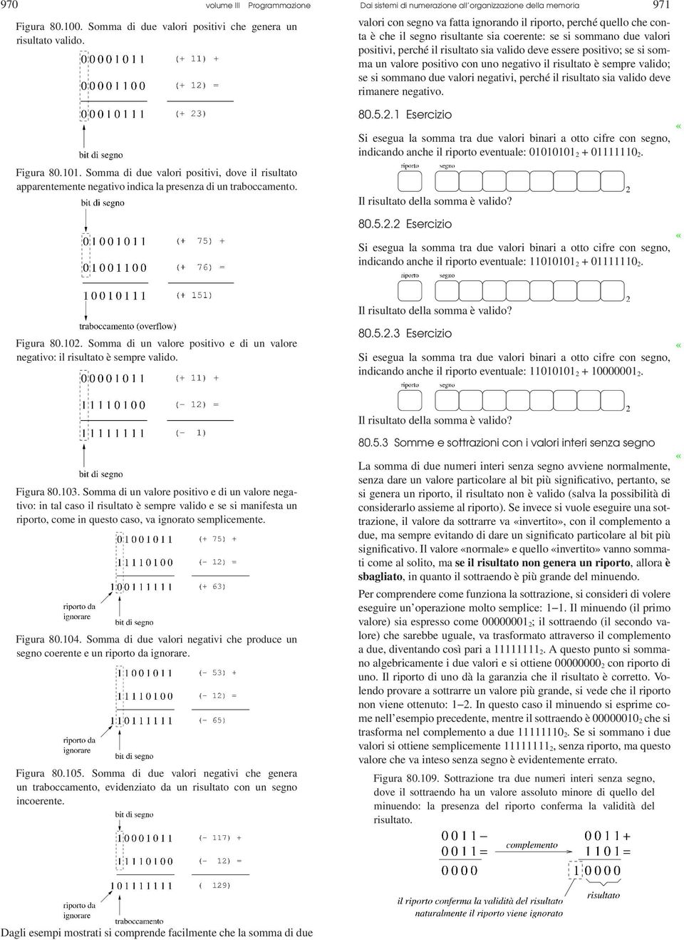 Dai sistemi di numerazione all organizzazione della memoria 971 valori con segno va fatta ignorando il riporto, perché quello che conta è che il segno risultante sia coerente: se si sommano due