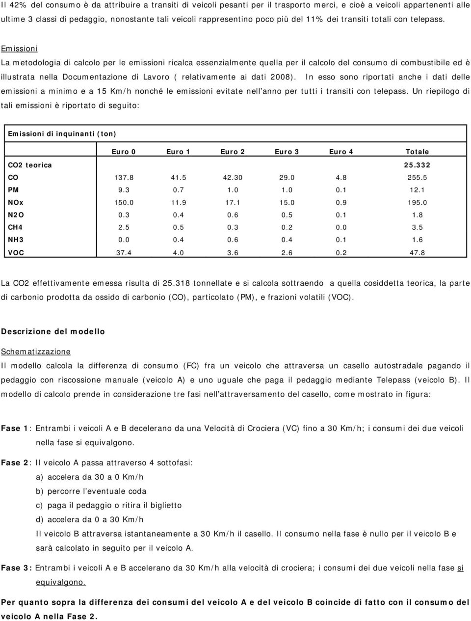 Emissioni La metodologia di calcolo per le emissioni ricalca essenzialmente quella per il calcolo del consumo di combustibile ed è illustrata nella Documentazione di Lavoro ( relativamente ai dati