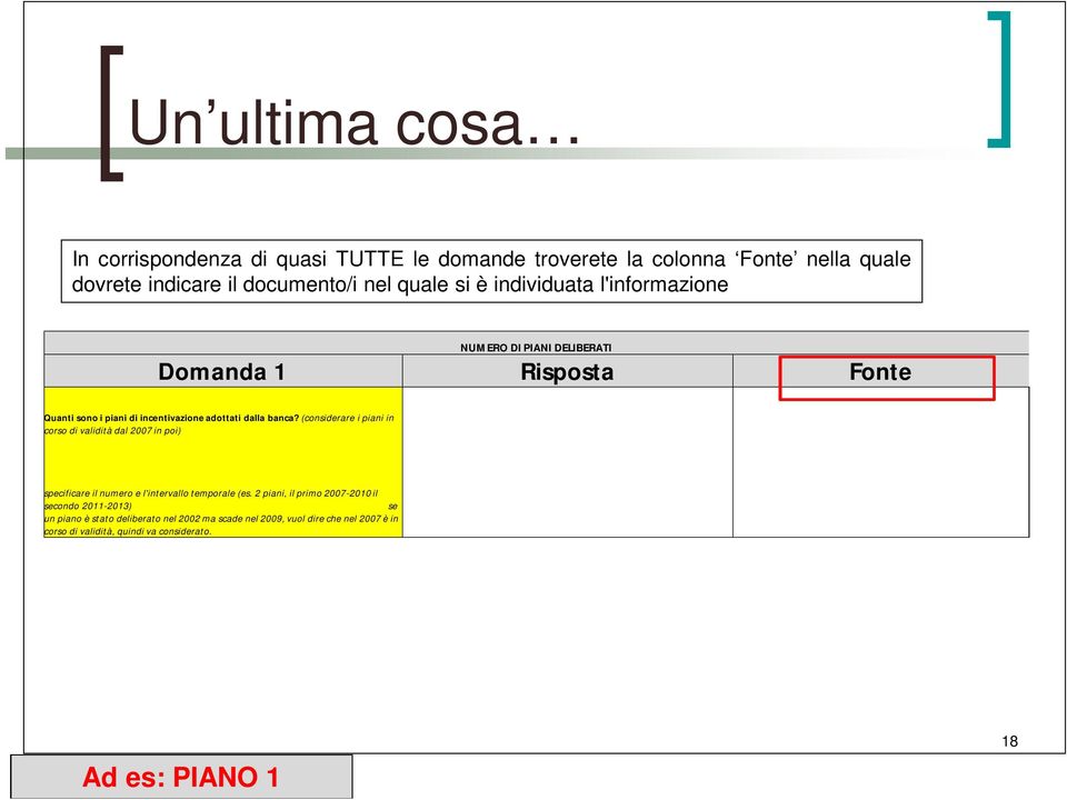 (considerare i piani in corso di validità dal 2007 in poi) specificare il numero e l'intervallo temporale (es.