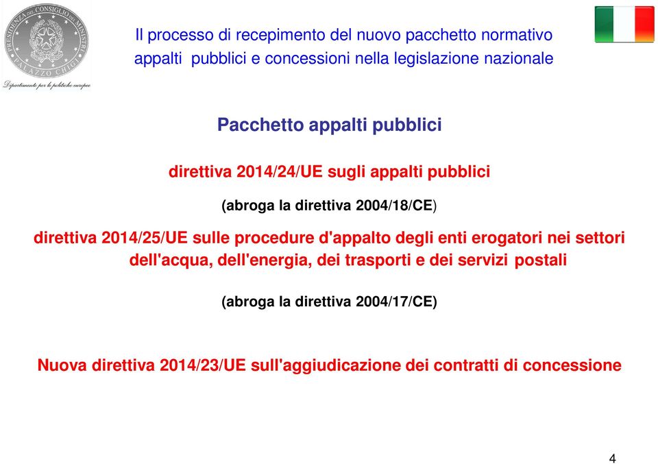 procedure d'appalto degli enti erogatori nei settori dell'acqua, dell'energia, dei trasporti e dei servizi