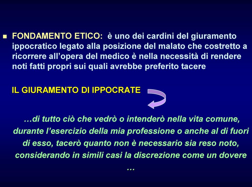 GIURAMENTO DI IPPOCRATE di tutto ciò che vedrò o intenderò nella vita comune, durante l esercizio della mia professione