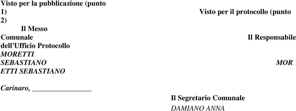 Responsabile dell'ufficio Protocollo MORETTI