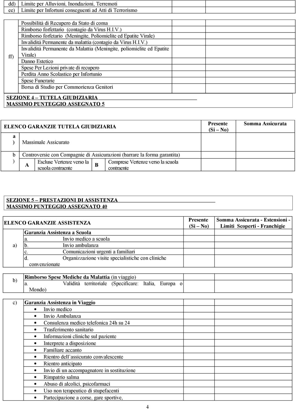 ) Rimborso forfetario (Meningite, Poliomielite ed Epatite Virale) Invalidità Permanente da malattia (contagio da Vi) Invalidità Permanente da Malattia (Meningite, poliomielite ed Epatite Virale)