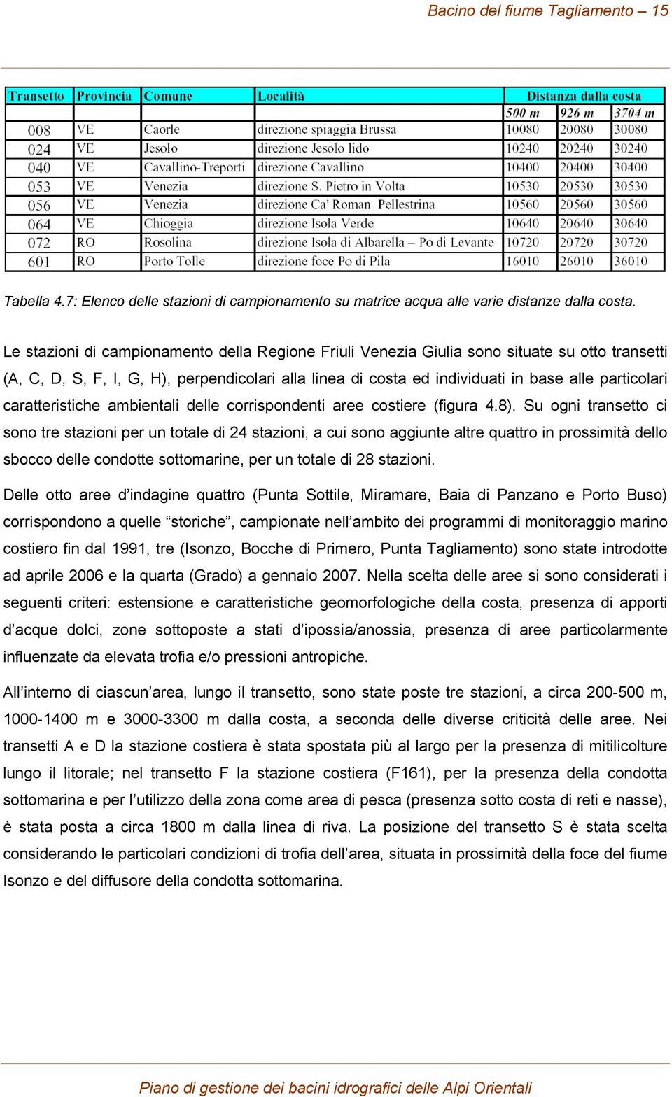 caratteristiche ambientali delle corrispondenti aree costiere (figura 4.8).