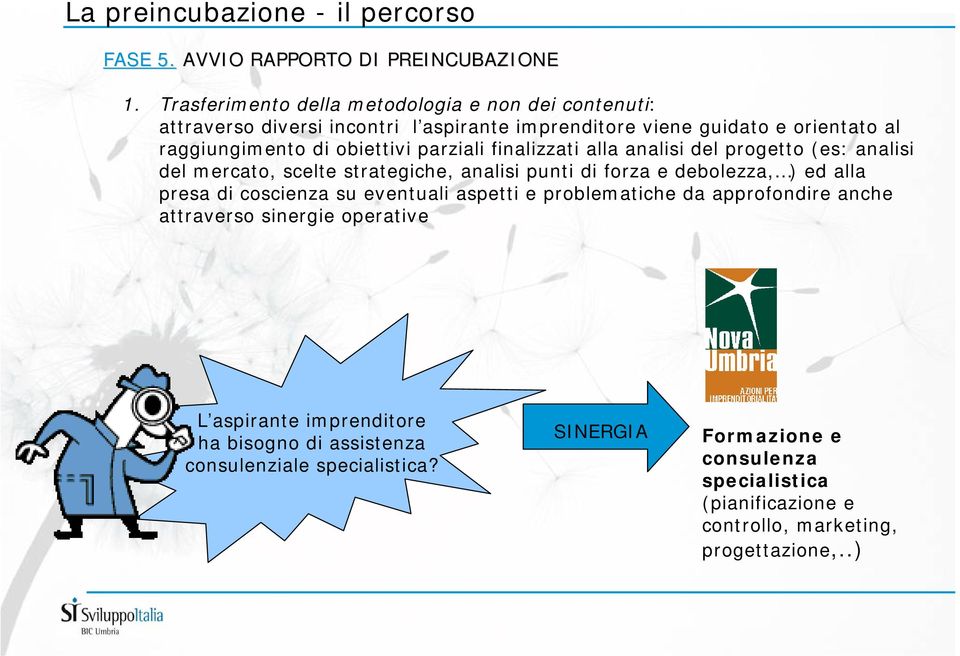 parziali finalizzati alla analisi del progetto (es: analisi del mercato, scelte strategiche, analisi punti di forza e debolezza, ) ed alla presa di coscienza su