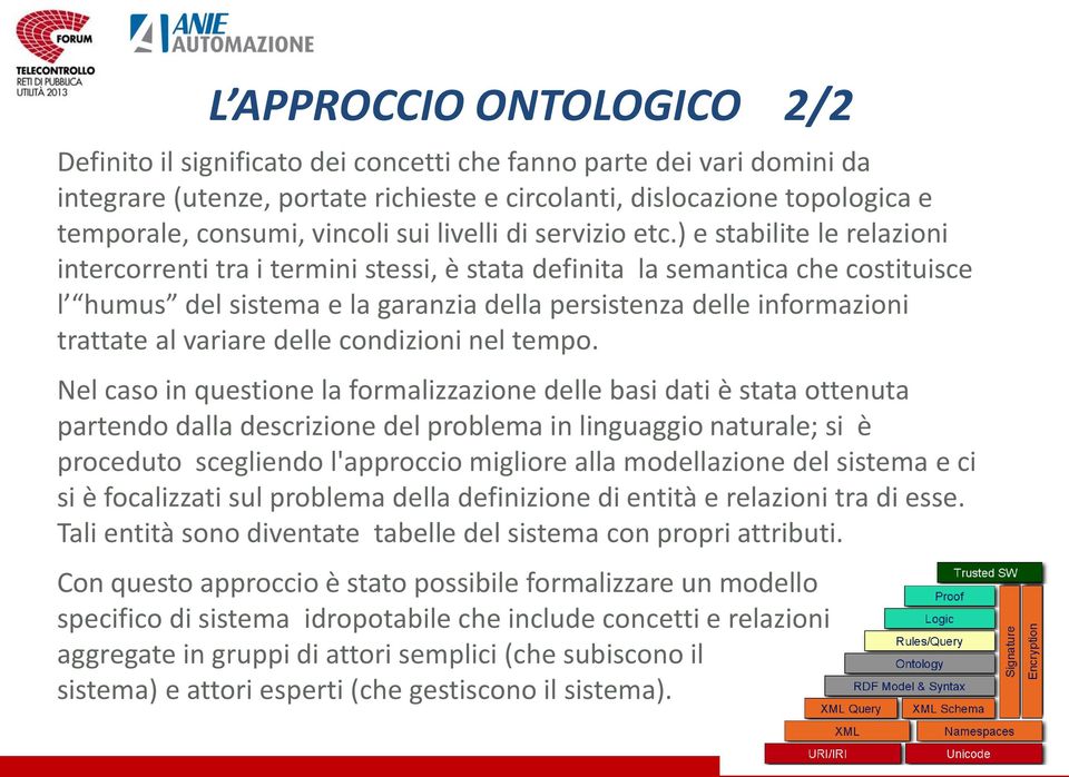 ) e stabilite le relazioni intercorrenti tra i termini stessi, è stata definita la semantica che costituisce l humus del sistema e la garanzia della persistenza delle informazioni trattate al variare