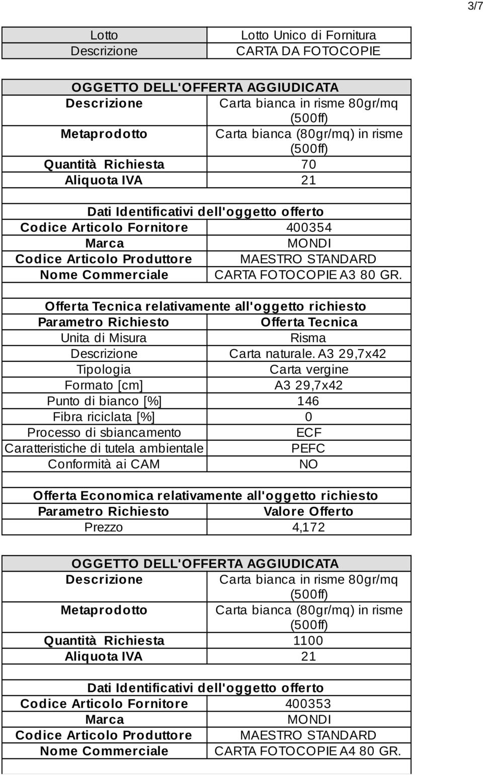 A3 29,7x42 Tipologia Carta vergine Formato [cm] A3 29,7x42 Punto di bianco [%] 146 Fibra riciclata [%] 0 Processo di sbiancamento ECF Caratteristiche di tutela ambientale PEFC