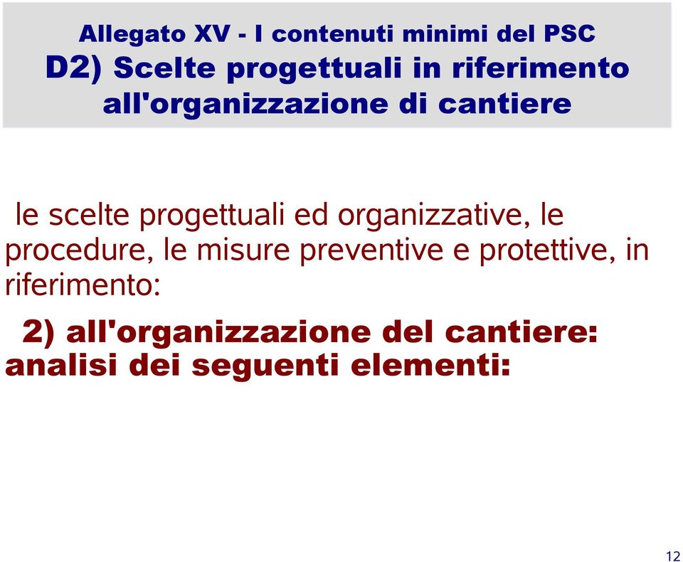 procedure, le misure preventive e protettive, in