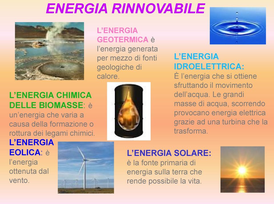 L ENERGIA SOLARE: è la fonte primaria di energia sulla terra che rende possibile la vita.