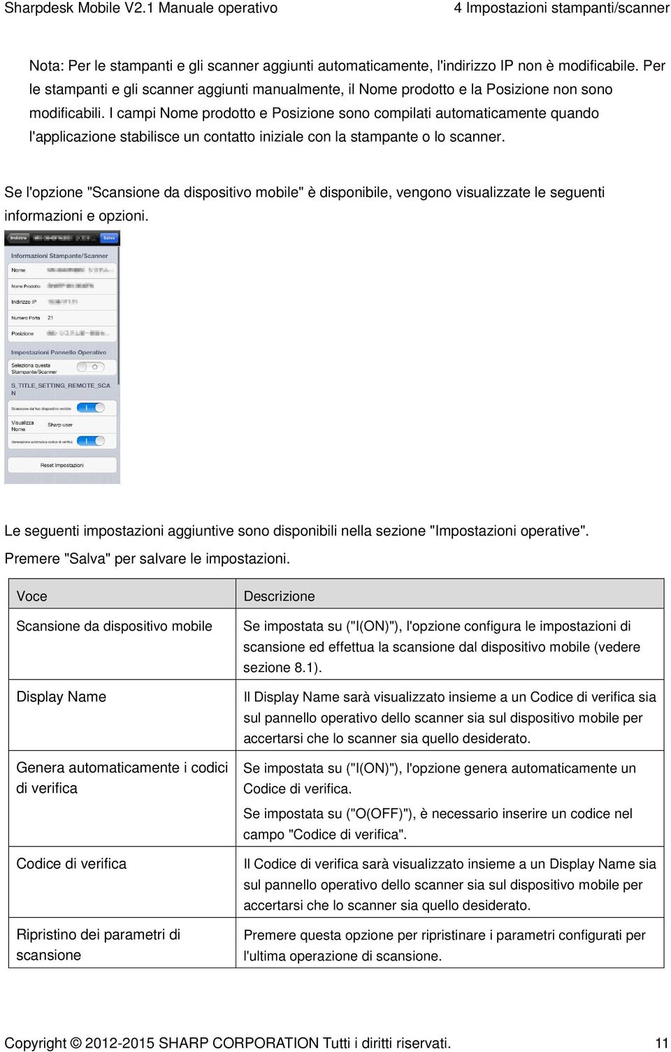 I campi Nome prodotto e Posizione sono compilati automaticamente quando l'applicazione stabilisce un contatto iniziale con la stampante o lo scanner.