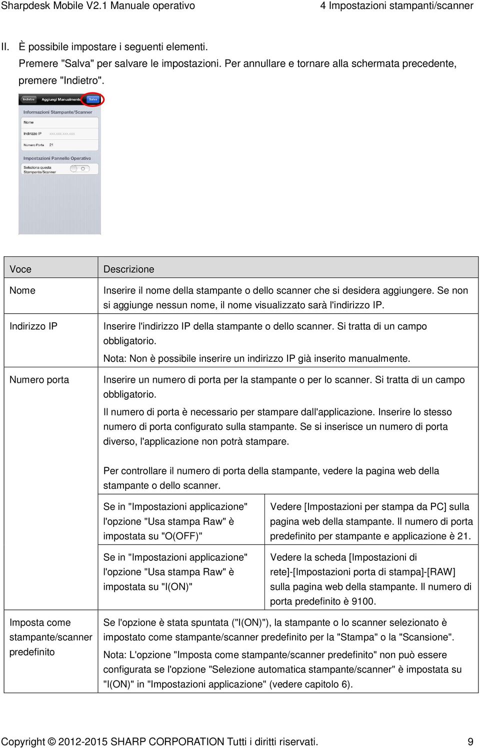 Inserire l'indirizzo IP della stampante o dello scanner. Si tratta di un campo obbligatorio. Nota: Non è possibile inserire un indirizzo IP già inserito manualmente.