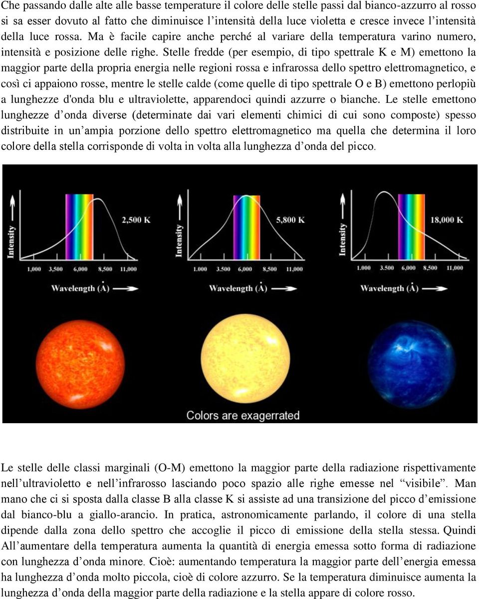 Stelle fredde (per esempio, di tipo spettrale K e M) emettono la maggior parte della propria energia nelle regioni rossa e infrarossa dello spettro elettromagnetico, e così ci appaiono rosse, mentre