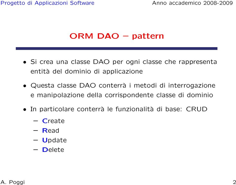 interrogazione e manipolazione della corrispondente classe di dominio In