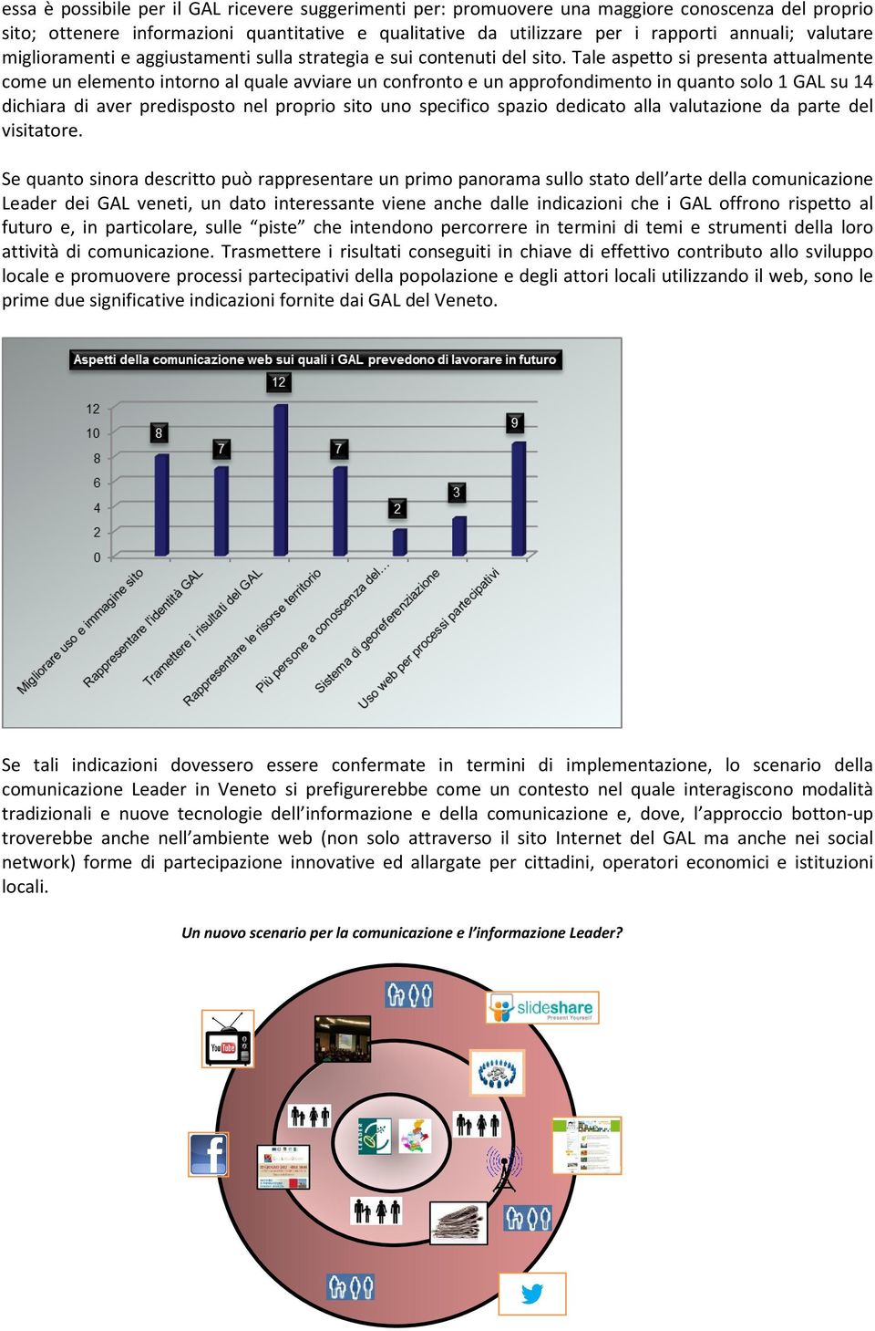 Tale aspetto si presenta attualmente come un elemento intorno al quale avviare un confronto e un approfondimento in quanto solo 1 GAL su 14 dichiara di aver predisposto nel proprio sito uno specifico