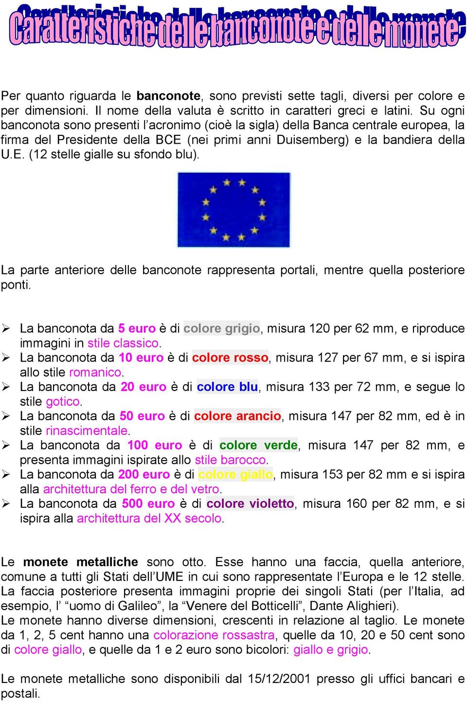 La parte anteriore delle banconote rappresenta portali, mentre quella posteriore ponti.! La banconota da 5 euro è di colore grigio, misura 120 per 62 mm, e riproduce immagini in stile classico.