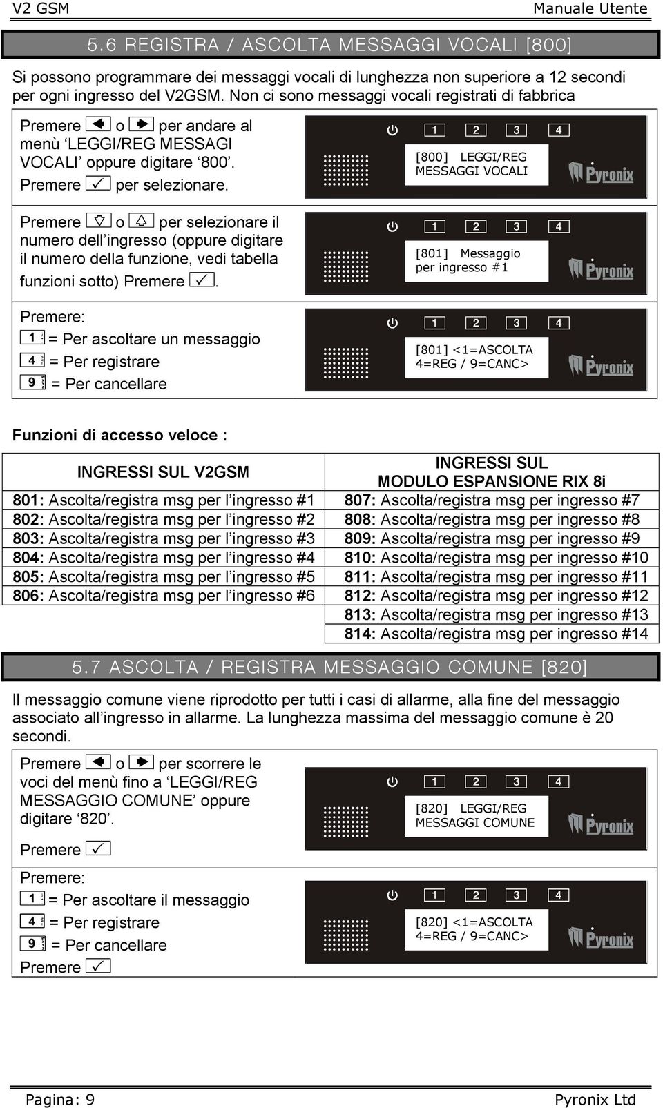 Premere M o N per selezionare il numero dell ingresso (oppure digitare il numero della funzione, vedi tabella funzioni sotto).